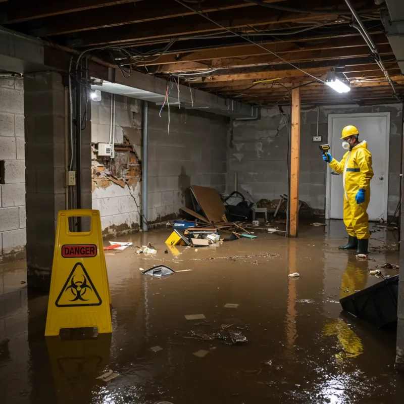Flooded Basement Electrical Hazard in Claycomo, MO Property