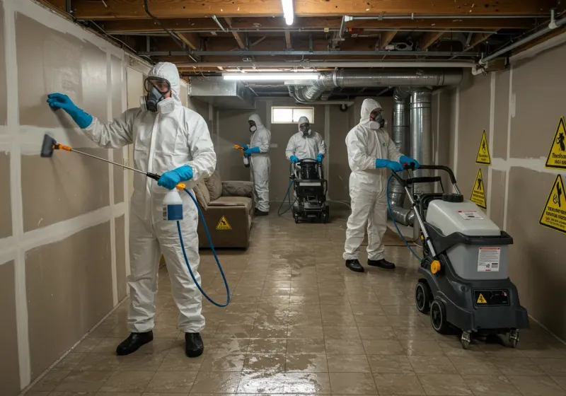 Basement Moisture Removal and Structural Drying process in Claycomo, MO